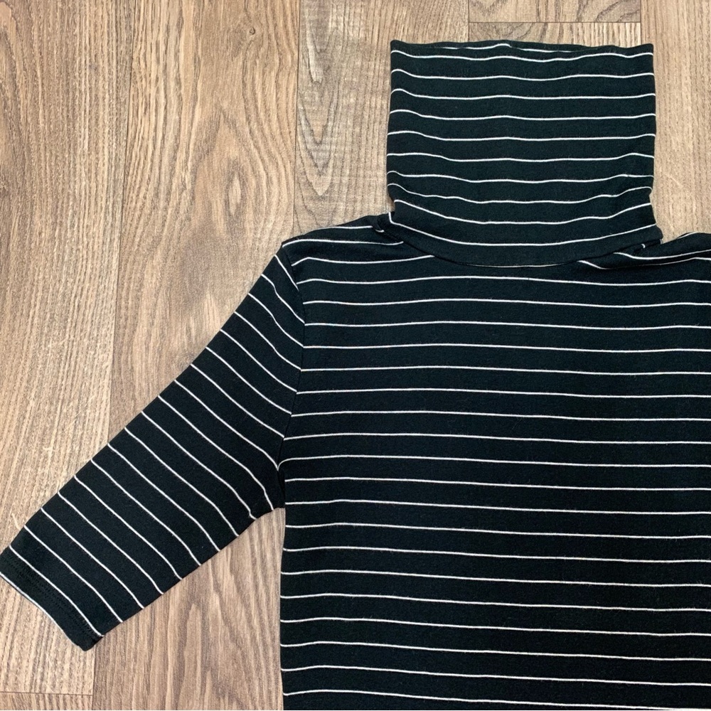 A New Day Black Stripped Turtle Neck With Half Sleeves